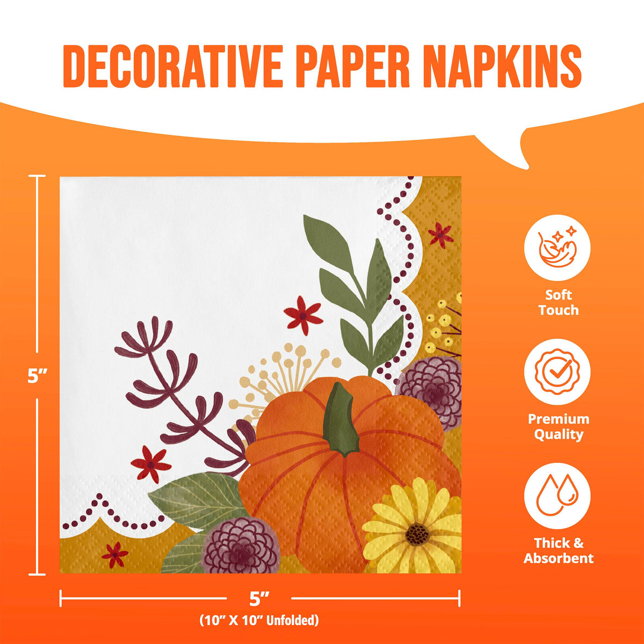 Petals and Pumpkins Beverage Napkins (16/Pkg)