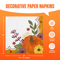 Petals and Pumpkins Beverage Napkins (16/Pkg)