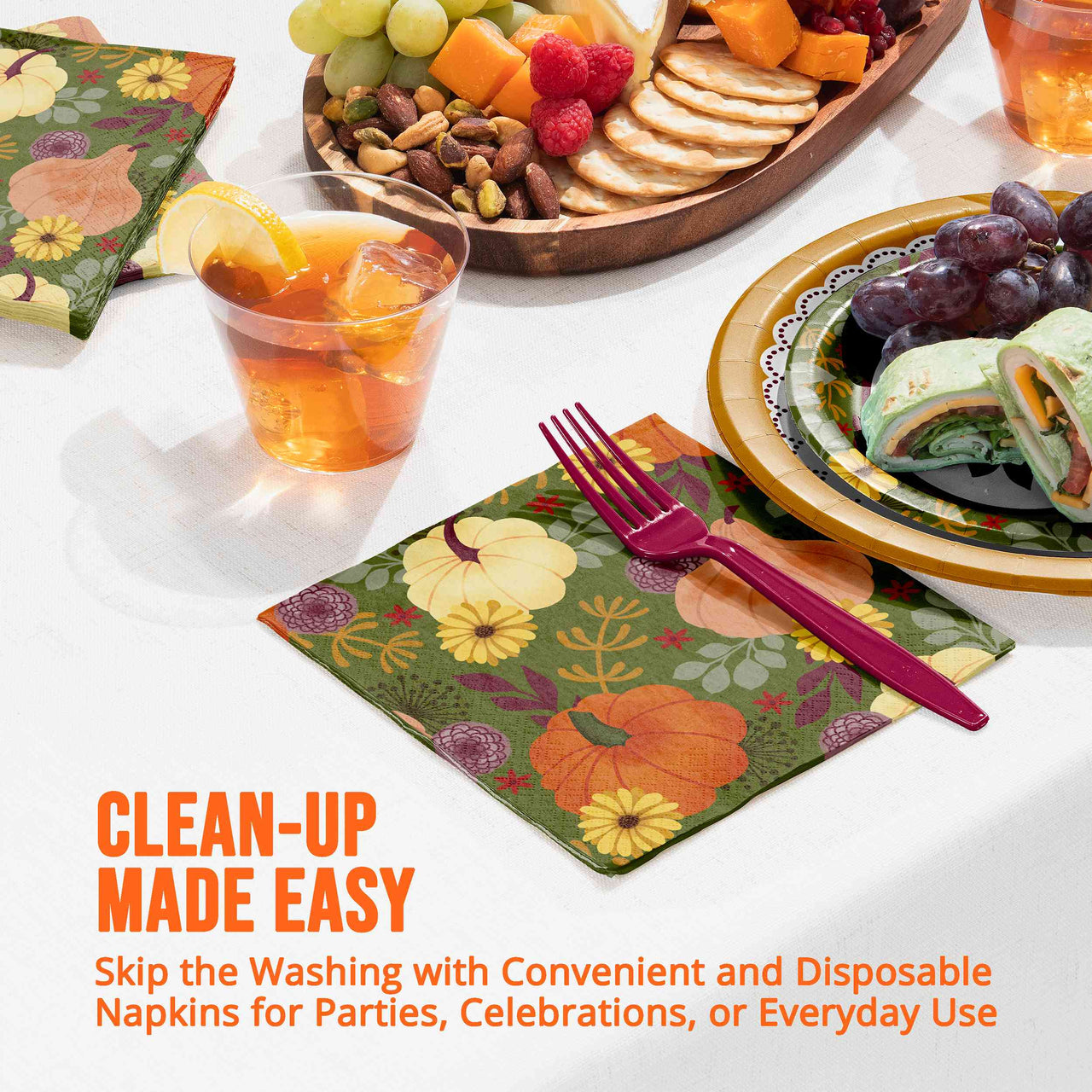 Petals and Pumpkins Luncheon Napkins (16/Pkg)