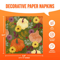 Petals and Pumpkins Luncheon Napkins (16/Pkg)