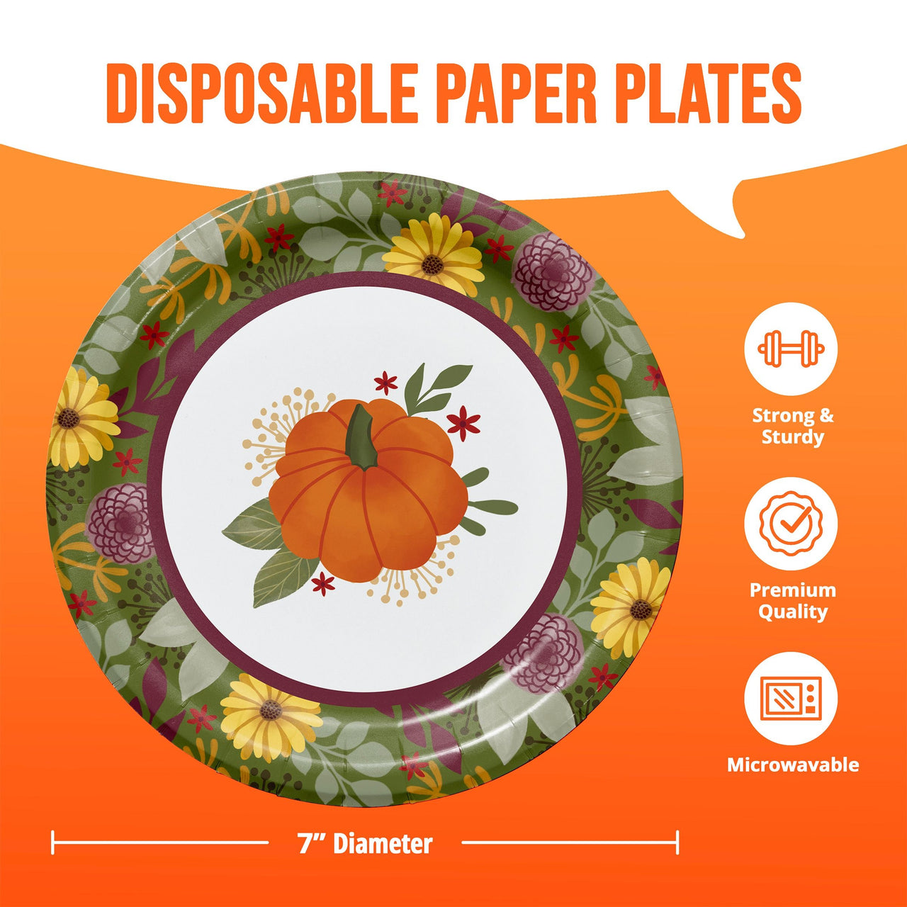 Petals and Pumpkins Luncheon Plates 7" (8/Pkg)