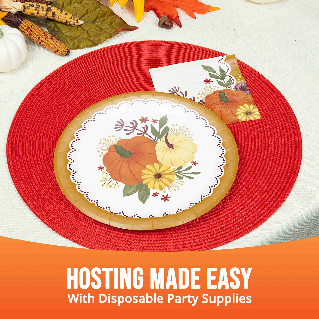 Petals and Pumpkins Dinner Plates 9" (8/Pkg)