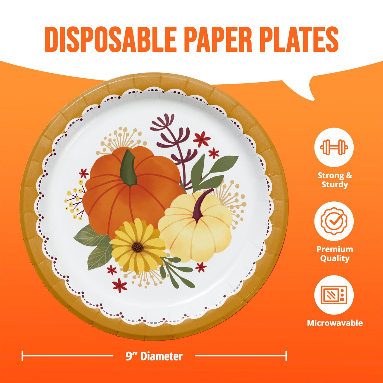 Petals and Pumpkins Dinner Plates 9" (8/Pkg)