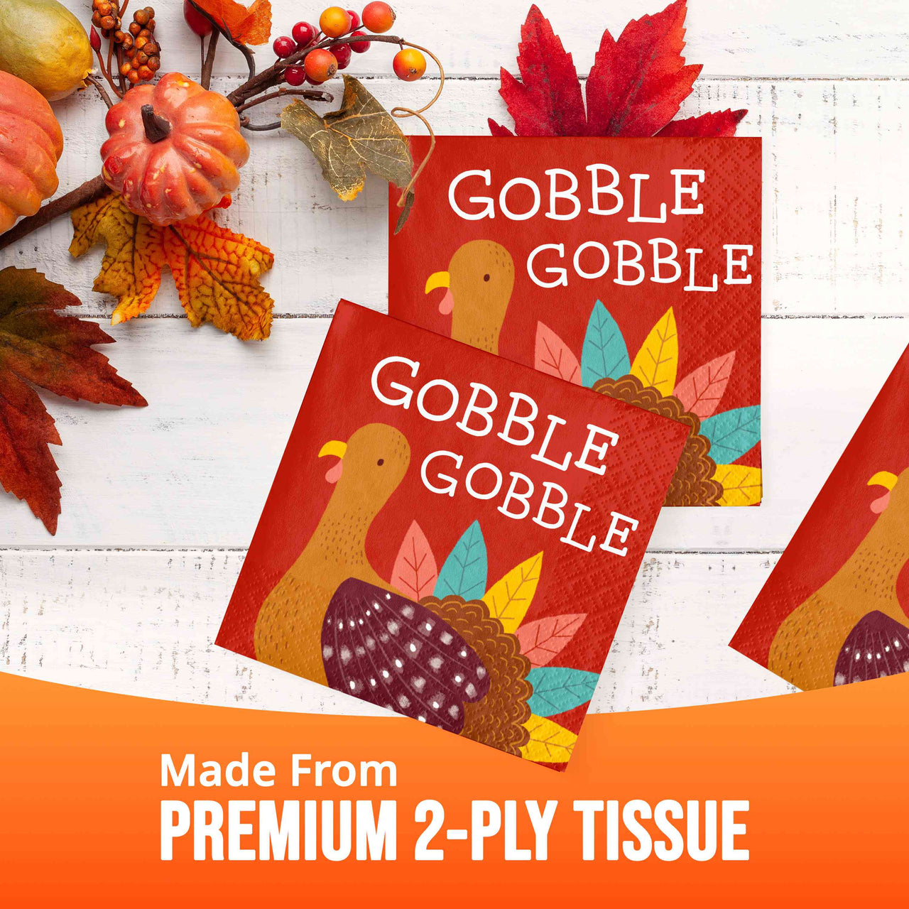 Turkey Treat Gobble Beverage Napkins (16/Pkg)