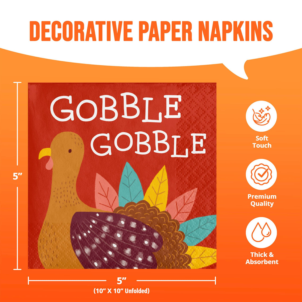Turkey Treat Gobble Beverage Napkins (16/Pkg)