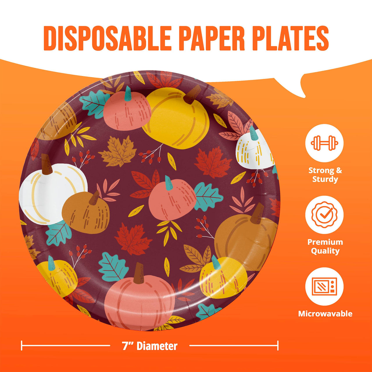 Turkey Treat Pumpkin Toss Luncheon Plates 7" (8/Pkg)