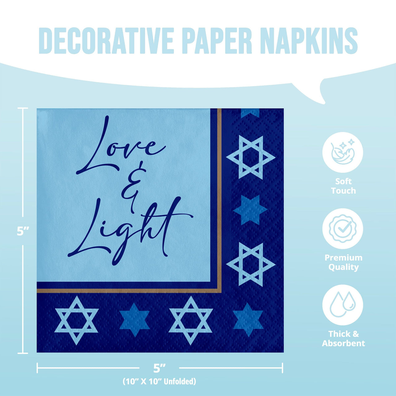 Hanukkah Lights Beverage Napkins (16/Pkg)