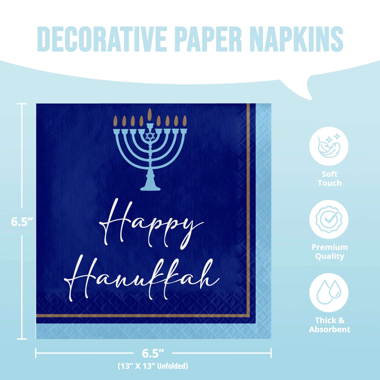 Hanukkah Lights Luncheon Napkins (16/Pkg)
