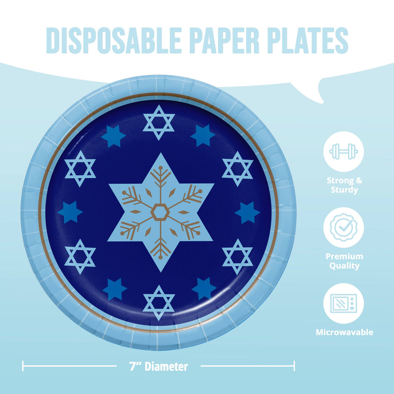 Hanukkah Lights Luncheon Plates 7" (8/Pkg)