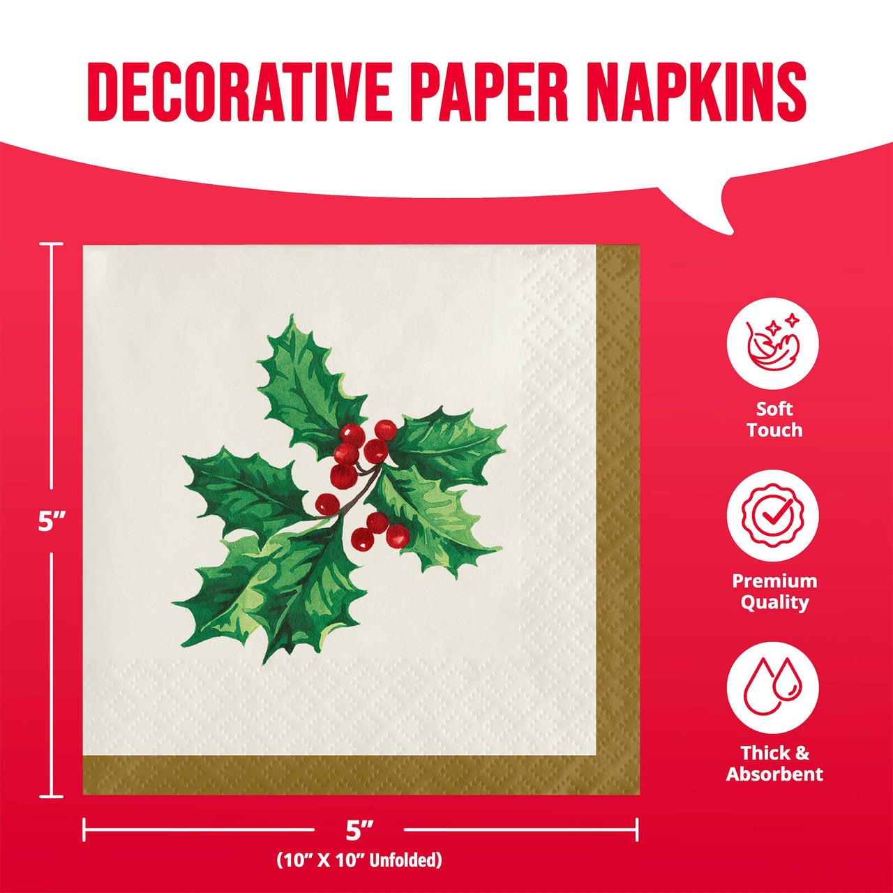 Holly Haven Beverage Napkins (16/Pkg)