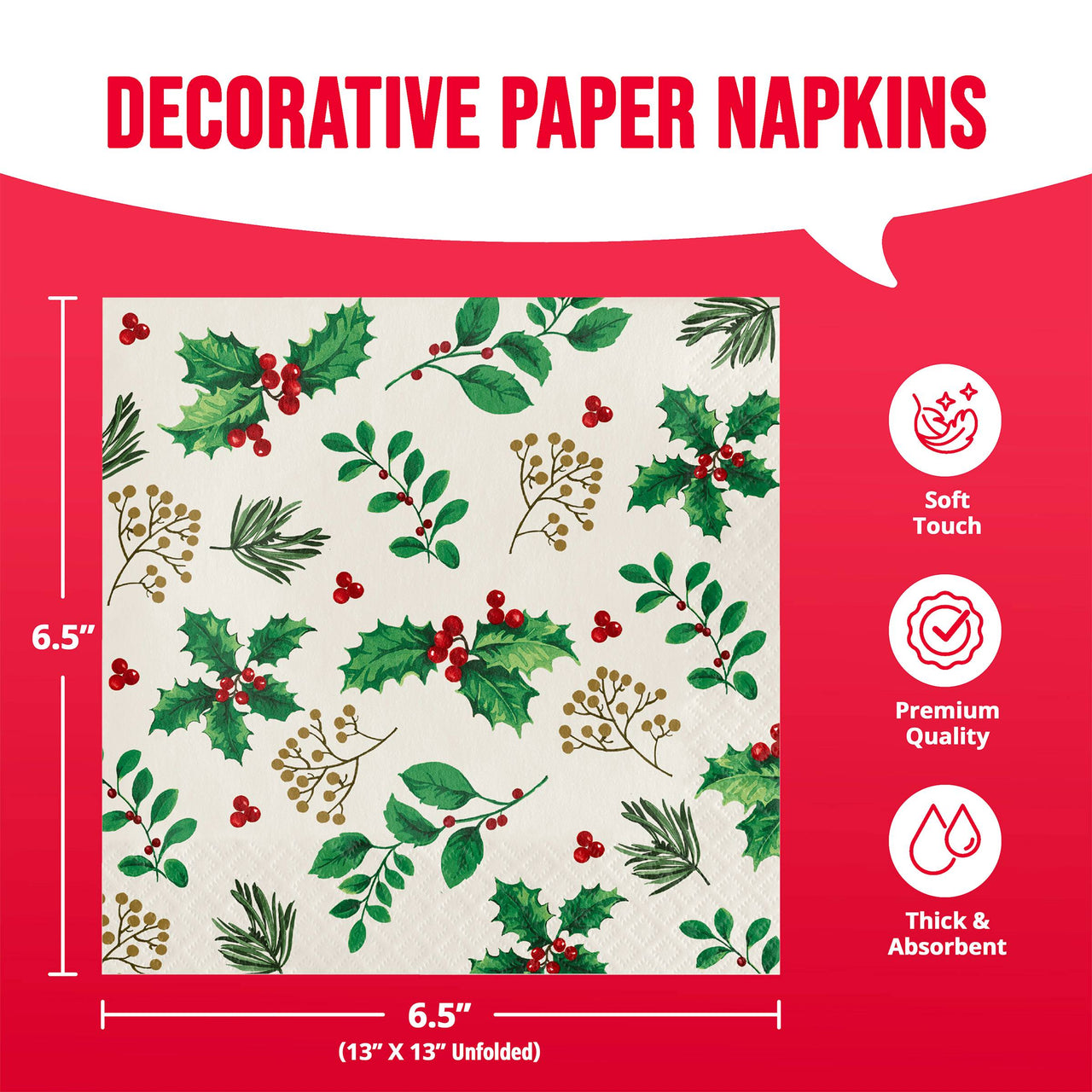 Holly Haven Luncheon Napkins (16/Pkg)