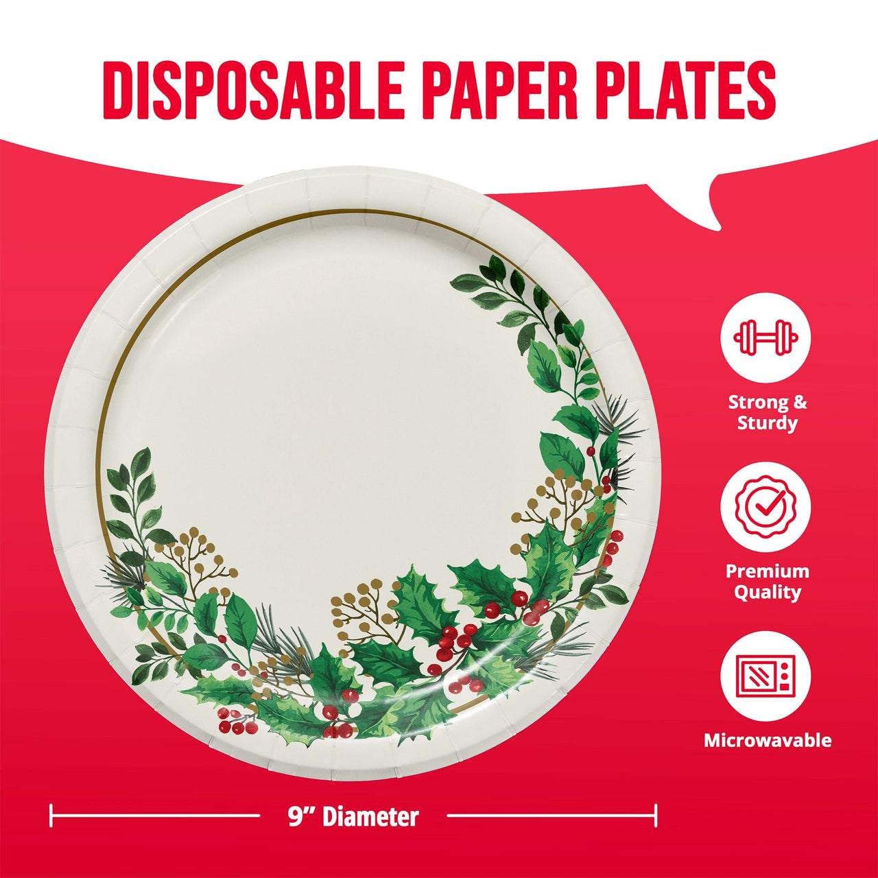 Holly Haven Dinner Plates 9" (8/Pkg)