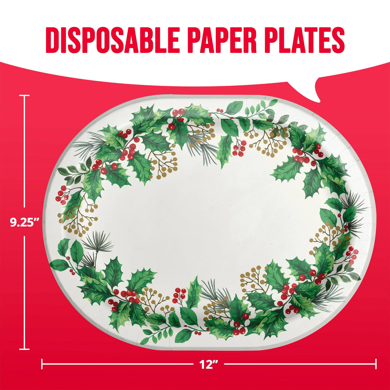 Holly Haven Oval Platters 12" (8/Pkg)