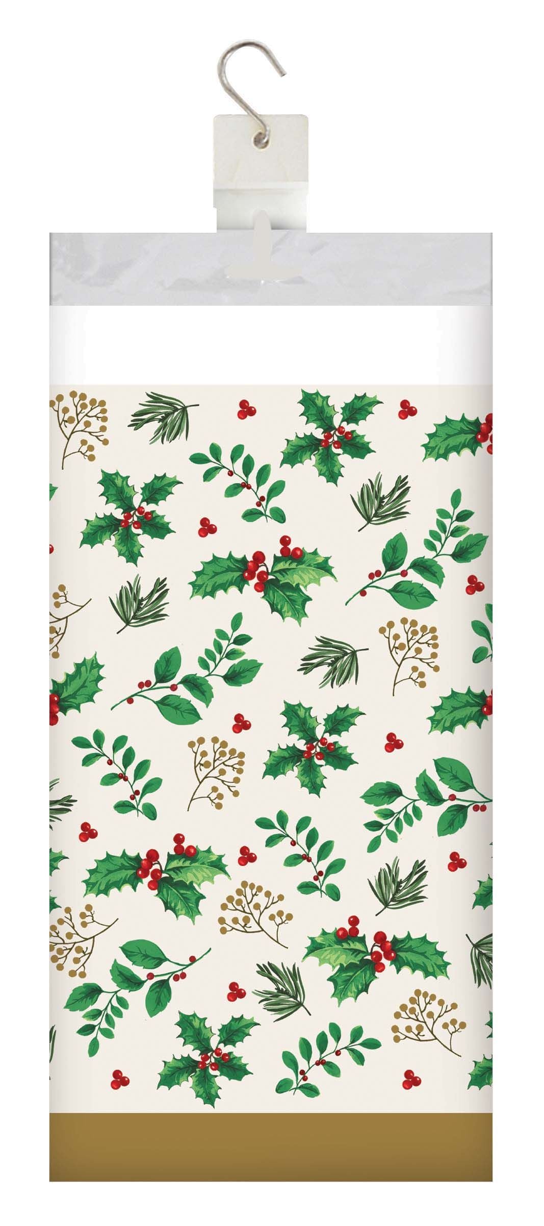 Holly Haven Plastic Tablecover 54" x 96"