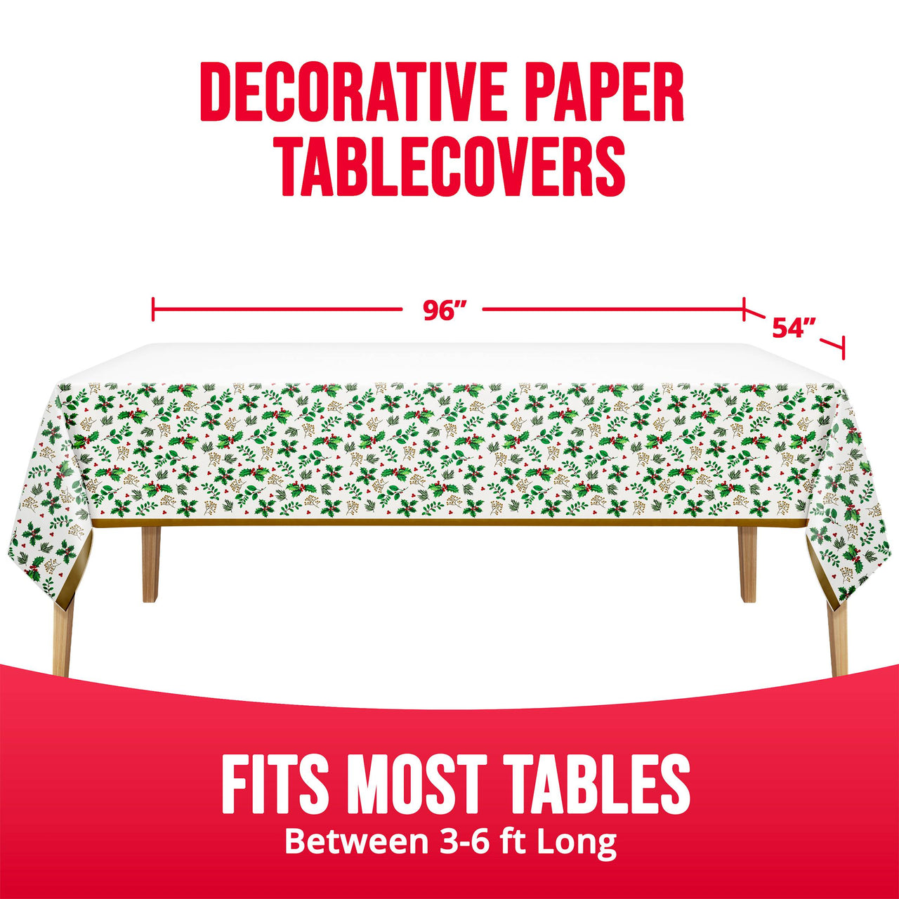 Holly Haven Plastic Tablecover 54" x 96"