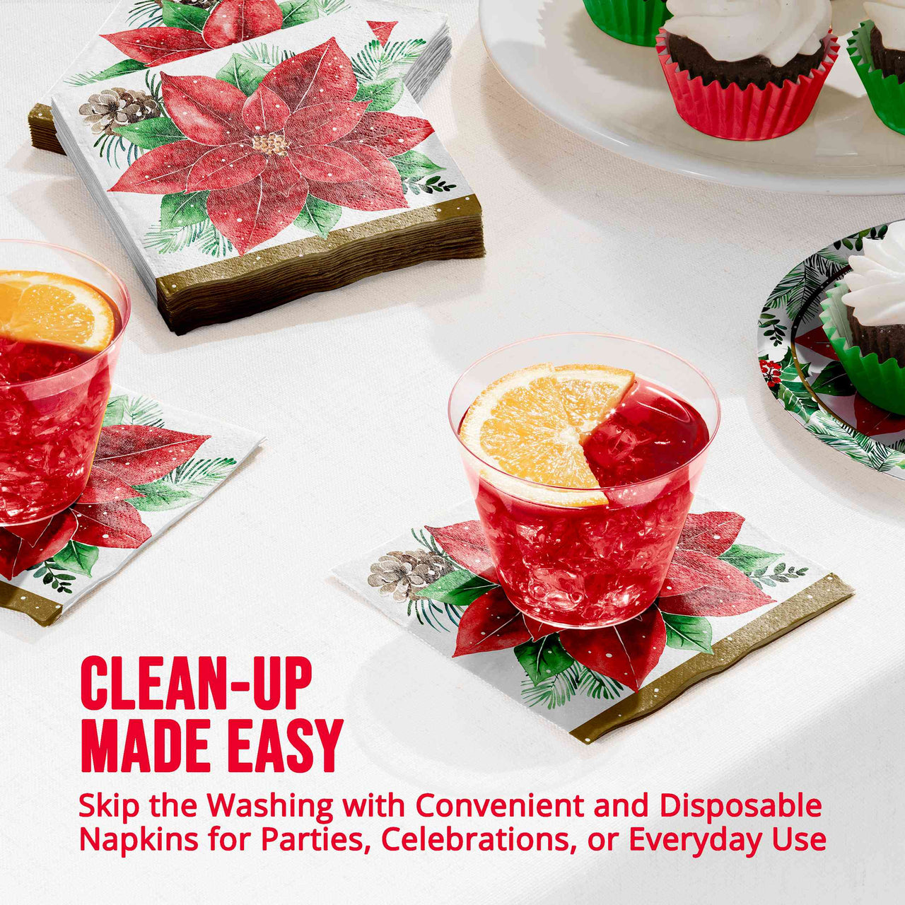 Christmas Blossom Beverage Napkins (16/Pkg)