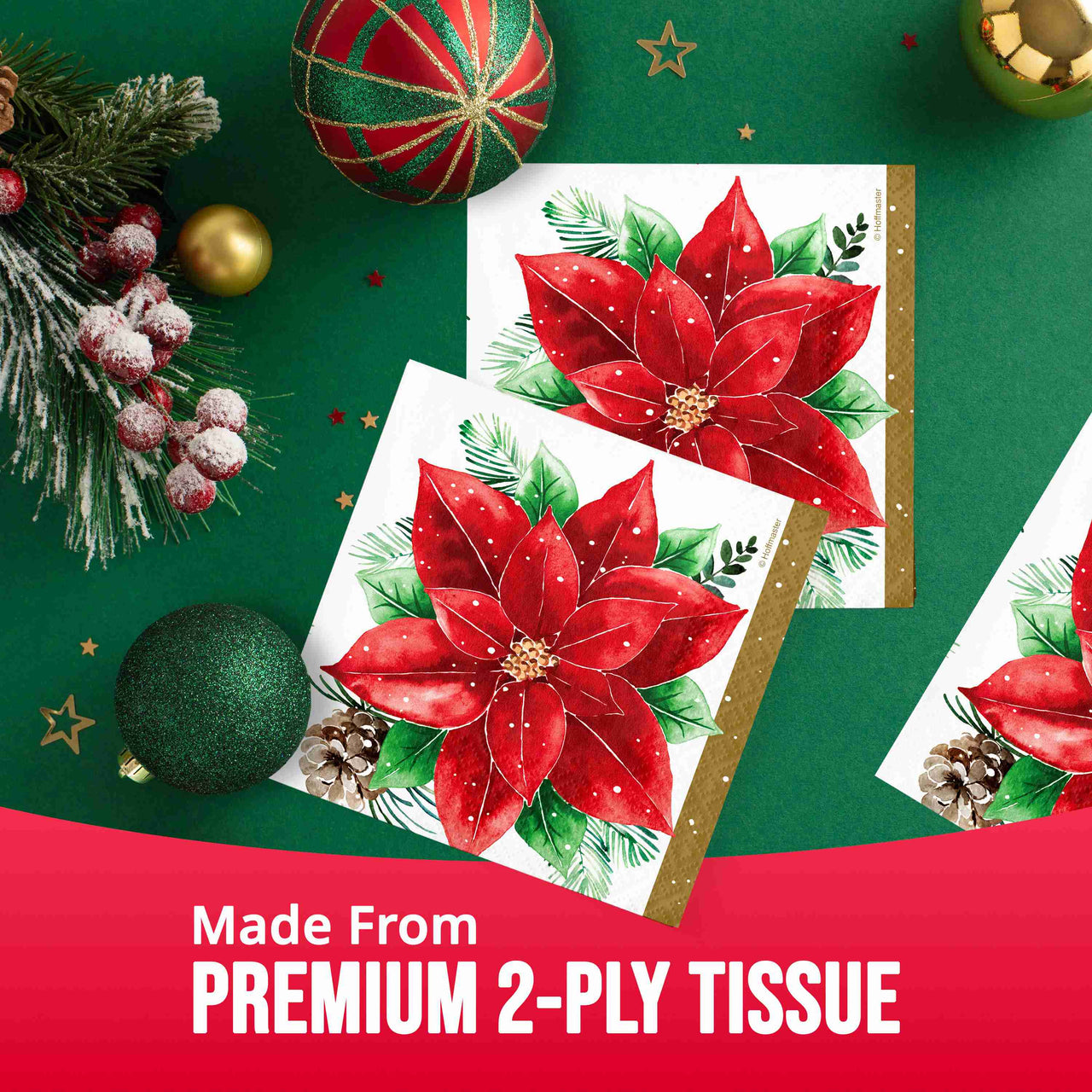 Christmas Blossom Beverage Napkins (16/Pkg)
