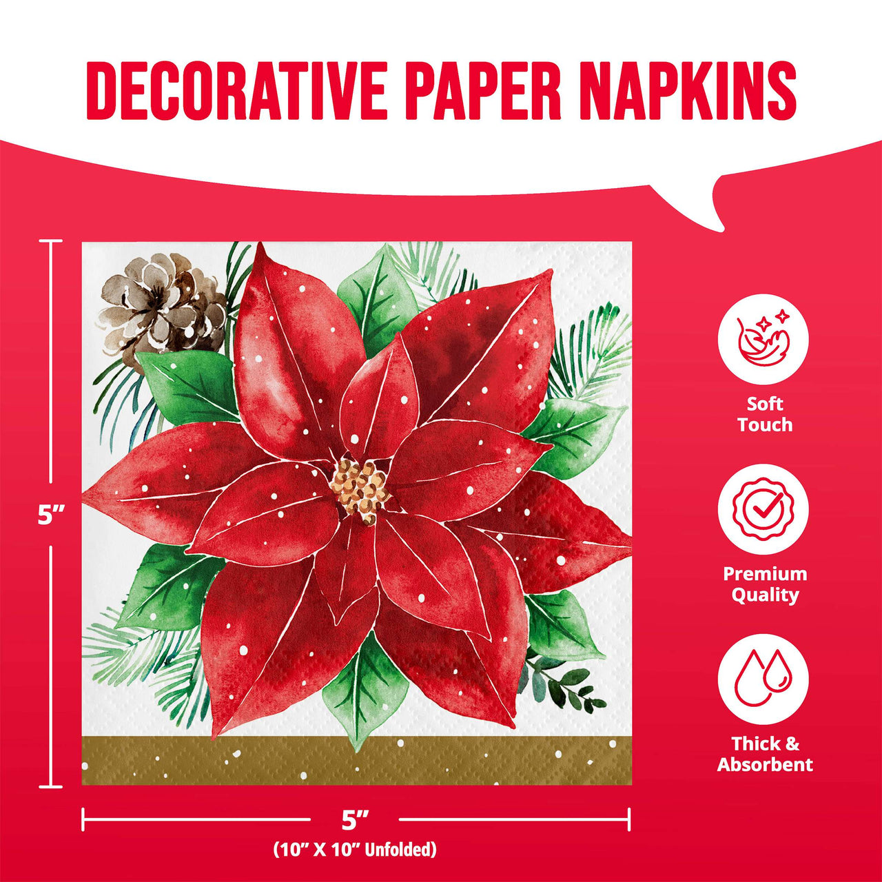 Christmas Blossom Beverage Napkins (16/Pkg)