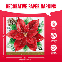 Christmas Blossom Beverage Napkins (16/Pkg)