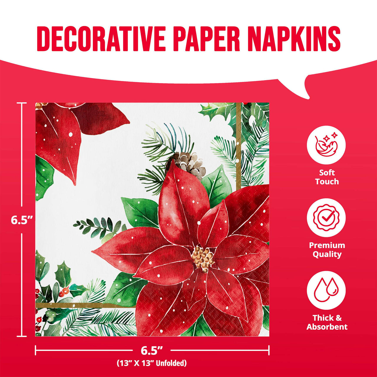 Christmas Blossom Luncheon Napkins (16/Pkg)