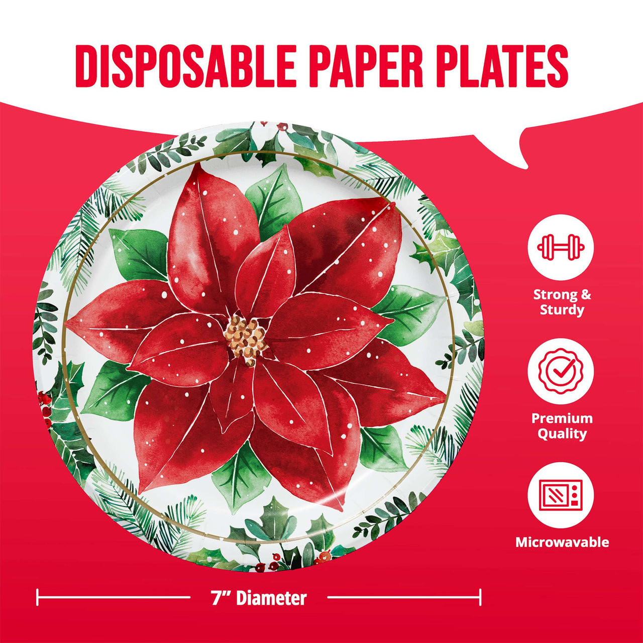 Christmas Blossom Luncheon Plates 7" (8/Pkg)
