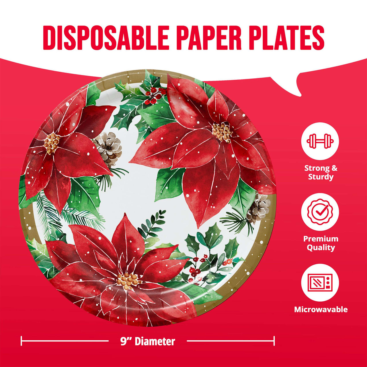 Christmas Blossom Dinner Plates 9" (8/Pkg)