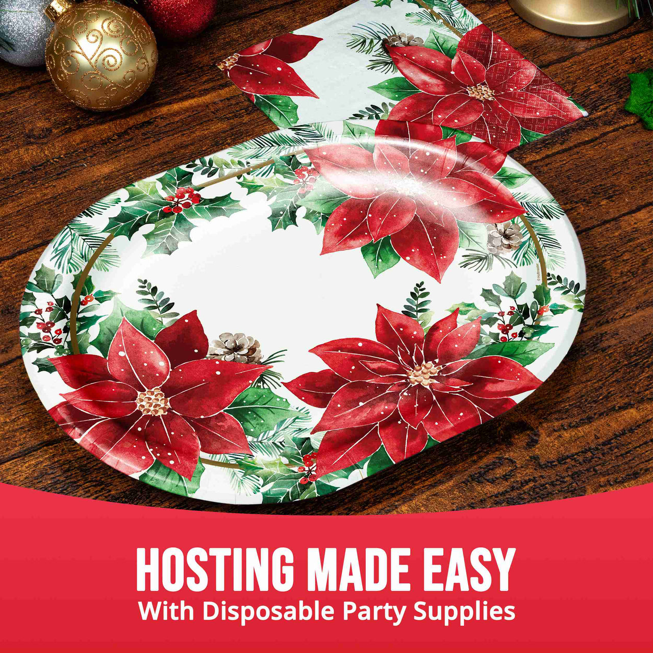 Christmas Blossom Oval Platters 12" (8/Pkg)