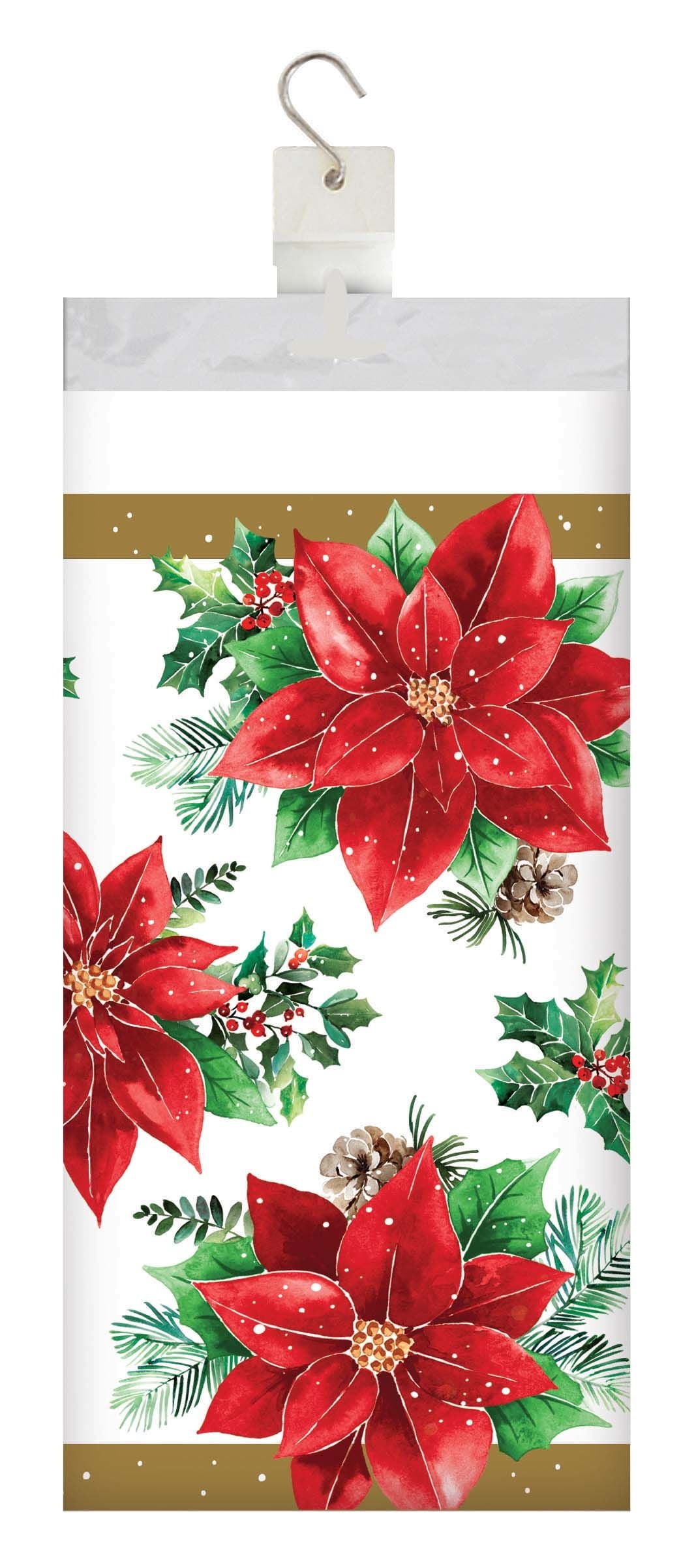 Christmas Blossom Plastic Tablecover 54" x 96"
