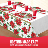 Christmas Blossom Plastic Tablecover 54