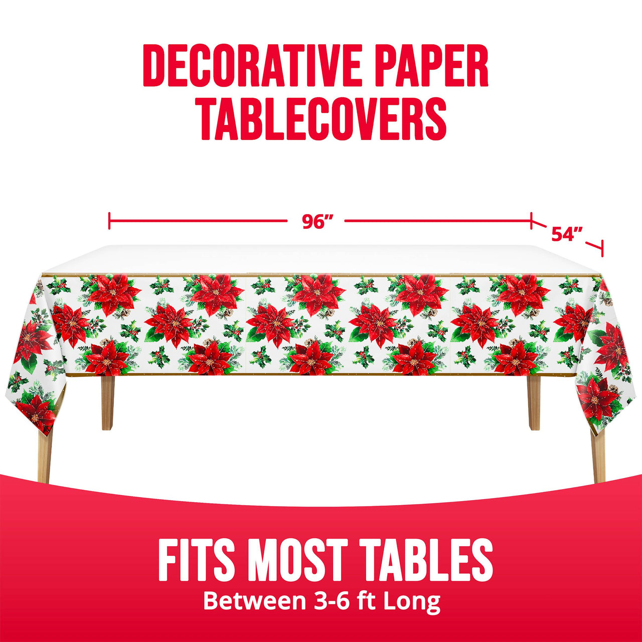 Christmas Blossom Plastic Tablecover 54" x 96"