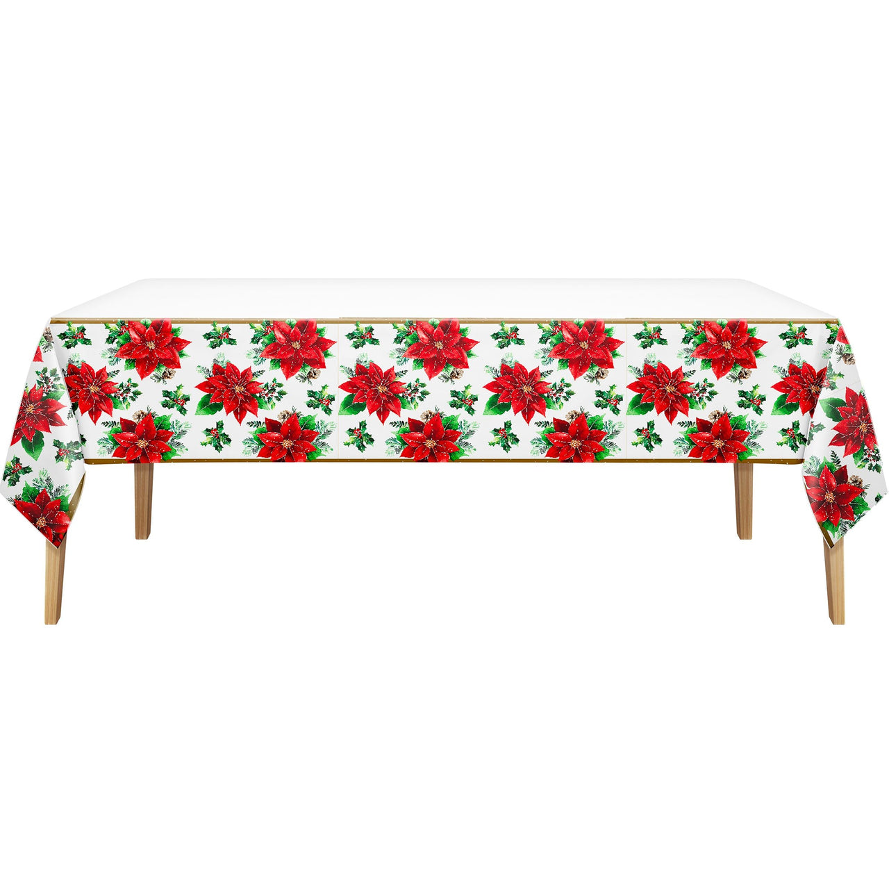 Christmas Blossom Plastic Tablecover 54" x 96"