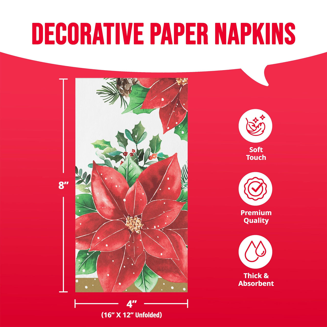 Christmas Blossom Guest Towels (16/Pkg)
