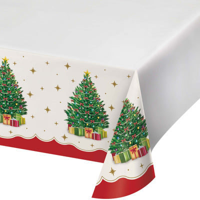 Sparkling Spruce Plastic Tablecover 54" x 96"