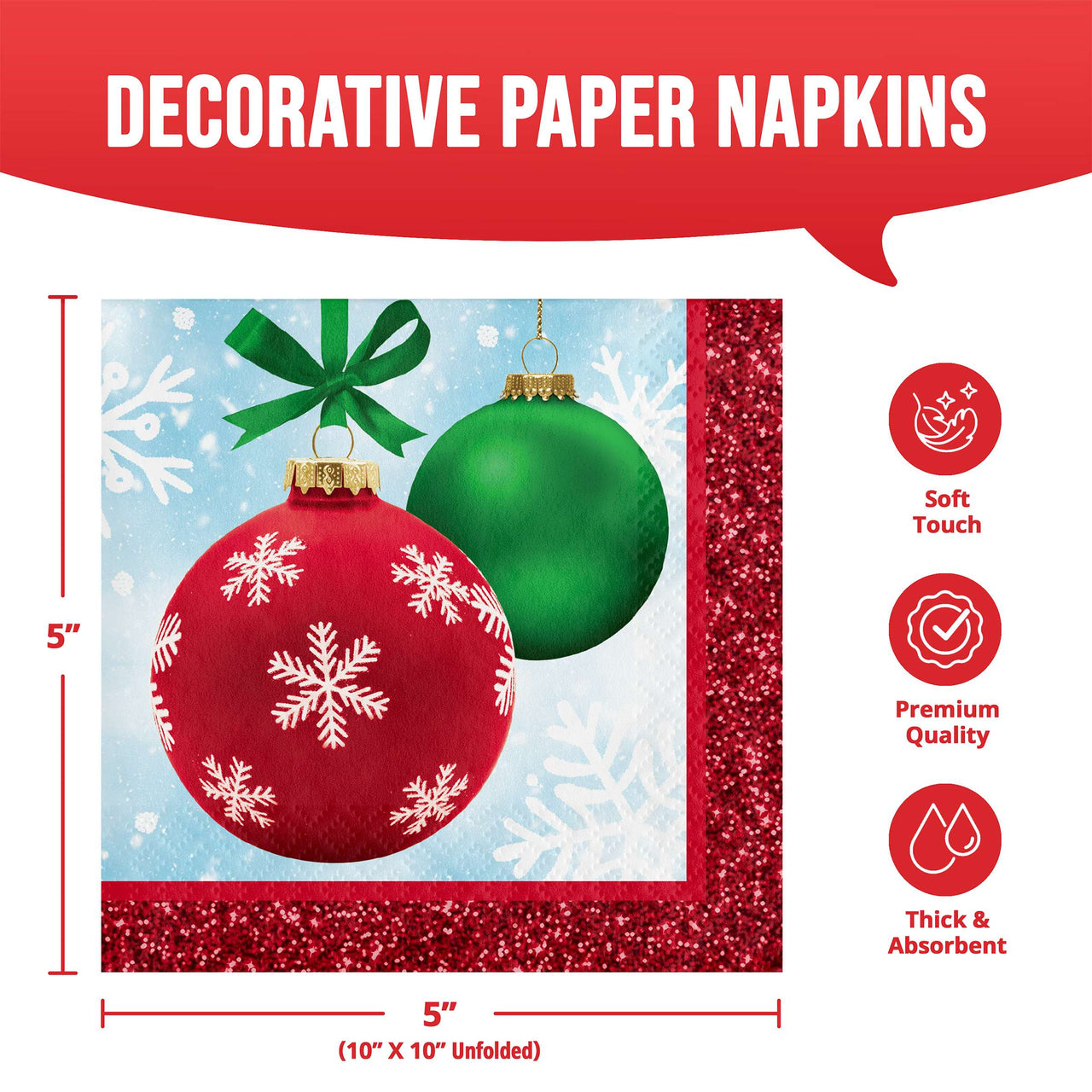 Holiday Glimmer Beverage Napkins (16/Pkg)