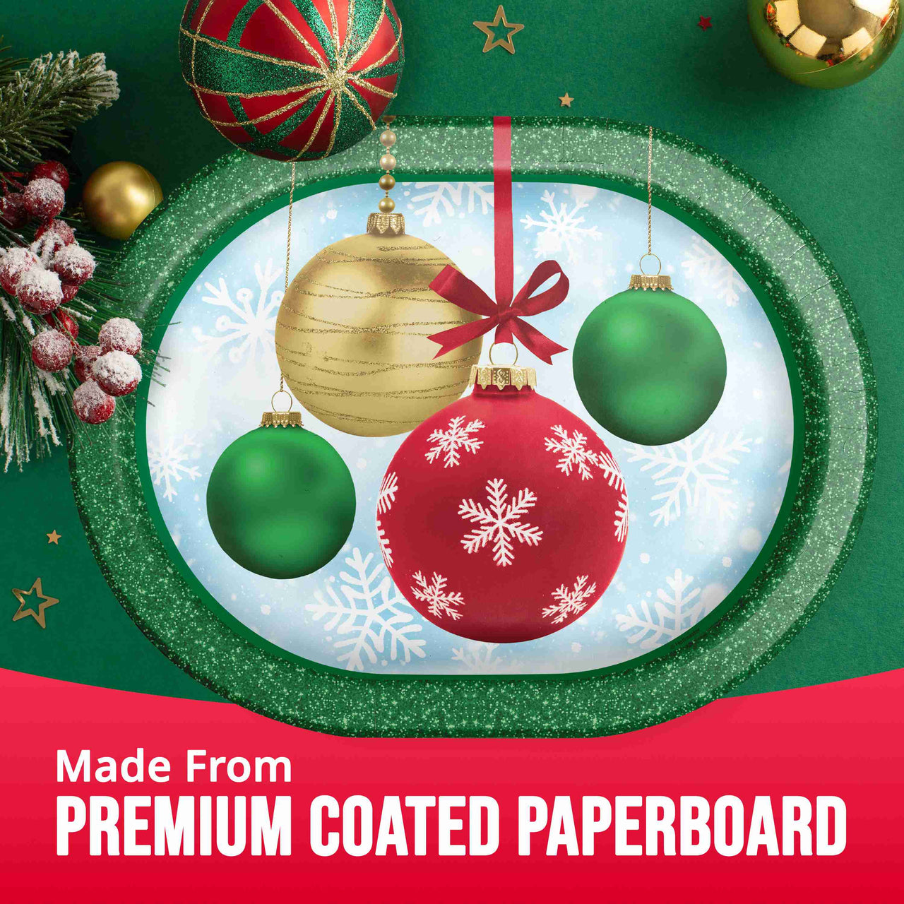 Holiday Glimmer Oval Platters 12" (8/Pkg)