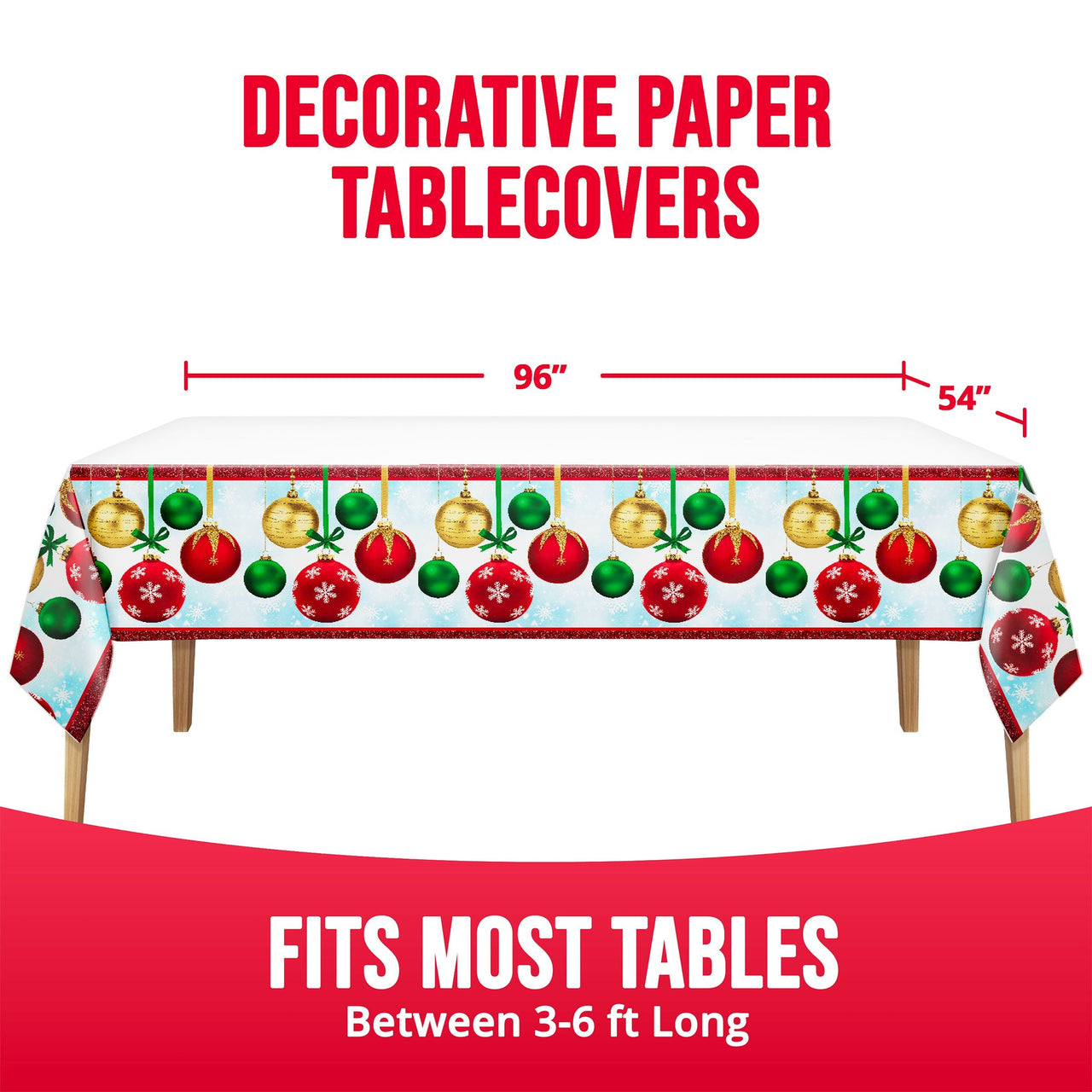 Holiday Glimmer Plastic Tablecover 54" x 96"