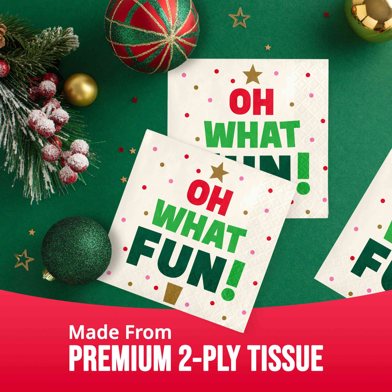 Holiday Hues Oh What Fun Beverage Napkins (16/Pkg)