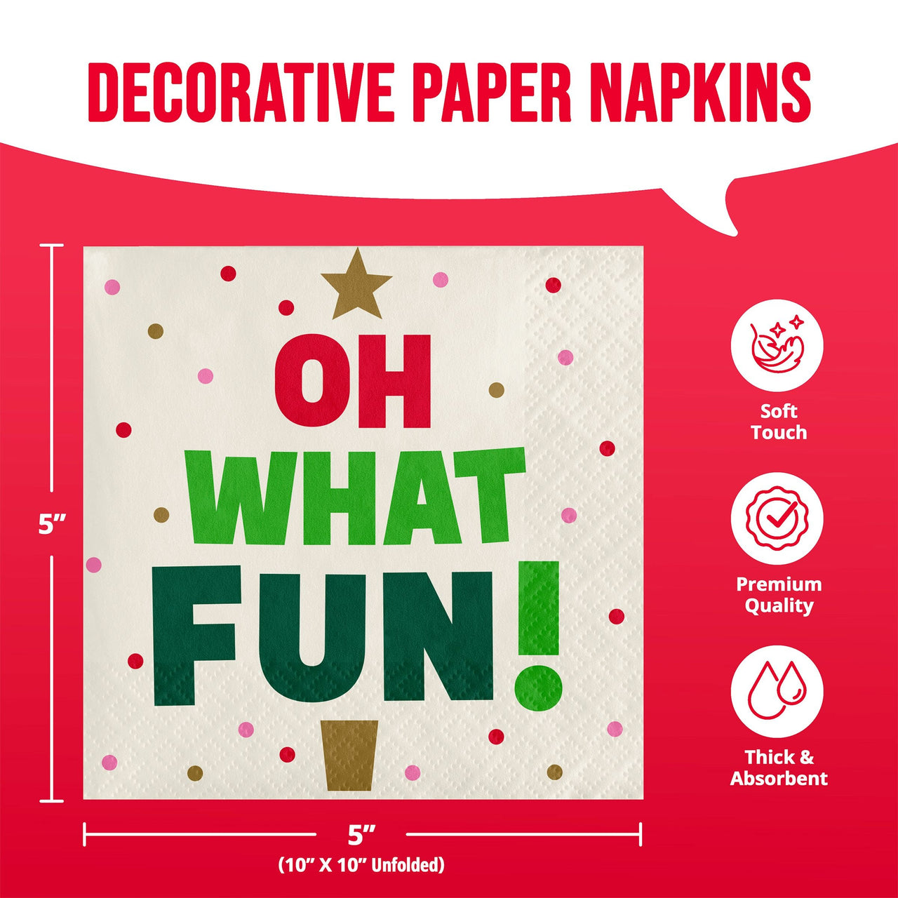 Holiday Hues Oh What Fun Beverage Napkins (16/Pkg)