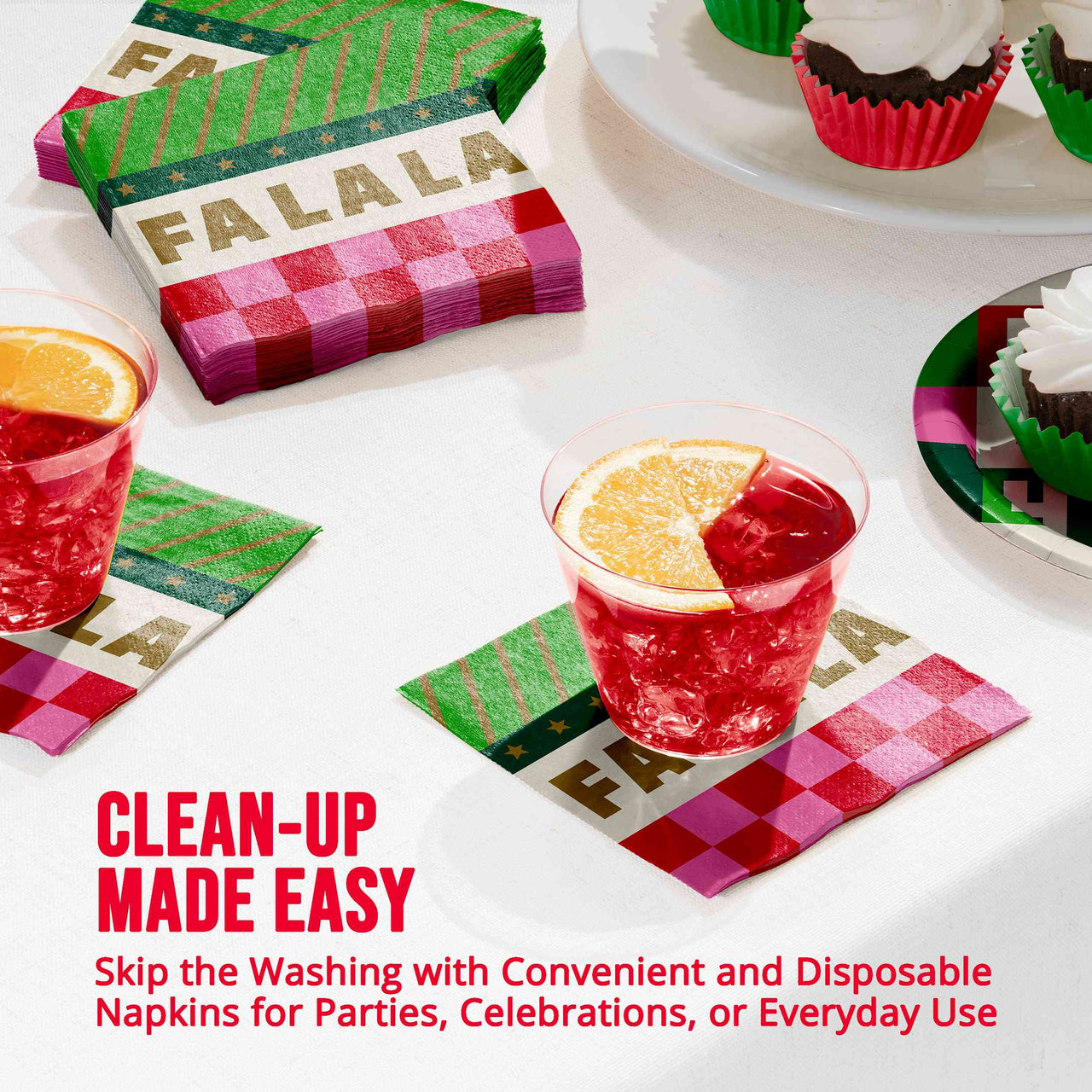Holiday Hues Fa La La Beverage Napkins (16/Pkg)