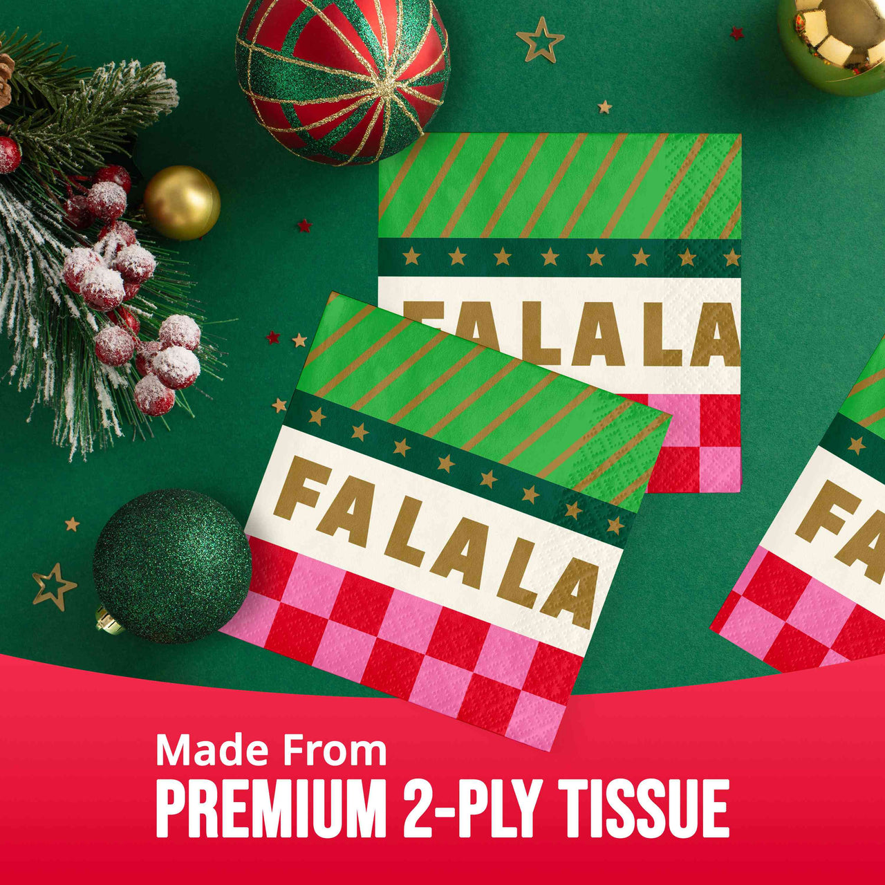 Holiday Hues Fa La La Beverage Napkins (16/Pkg)