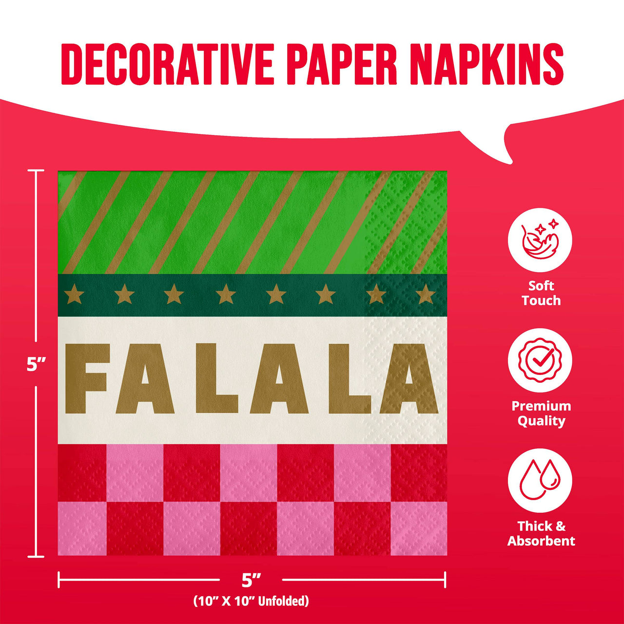 Holiday Hues Fa La La Beverage Napkins (16/Pkg)