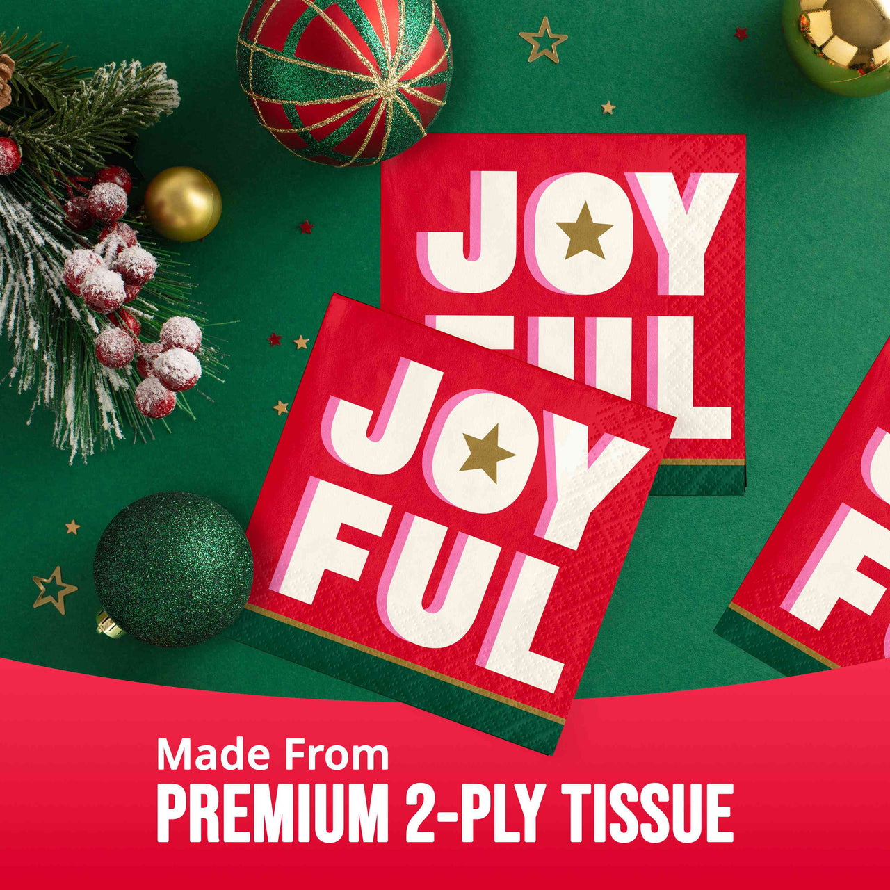 Holiday Hues Joyful Beverage Napkins (16/Pkg)
