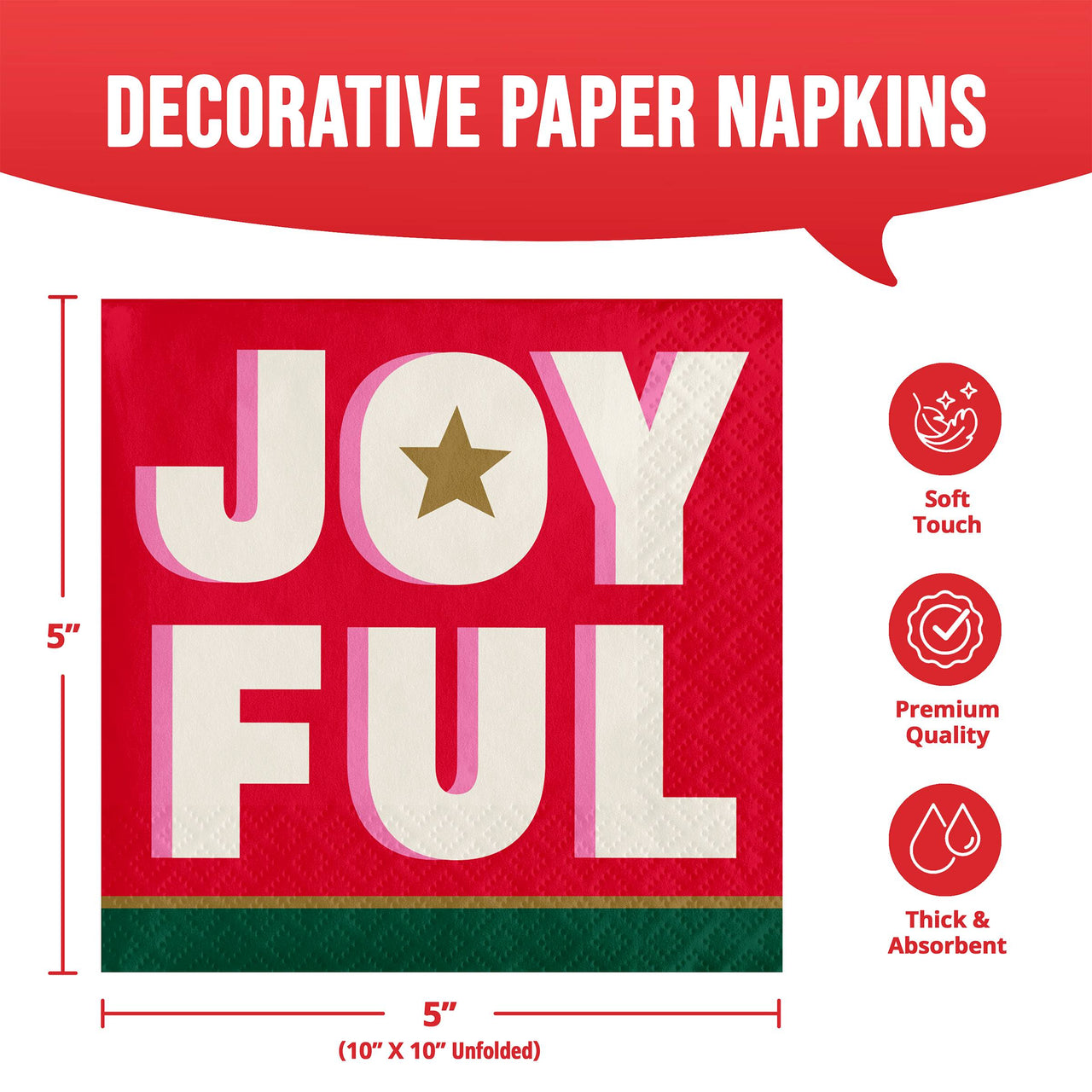 Holiday Hues Joyful Beverage Napkins (16/Pkg)