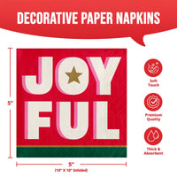Holiday Hues Joyful Beverage Napkins (16/Pkg)