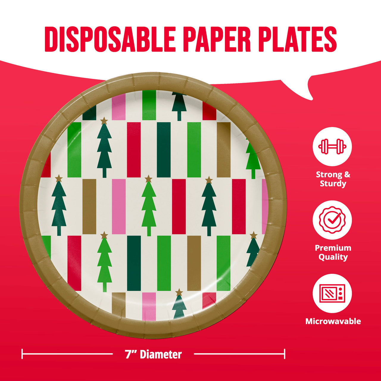 Holiday Hues Trees Luncheon Plates 7" (8/Pkg)