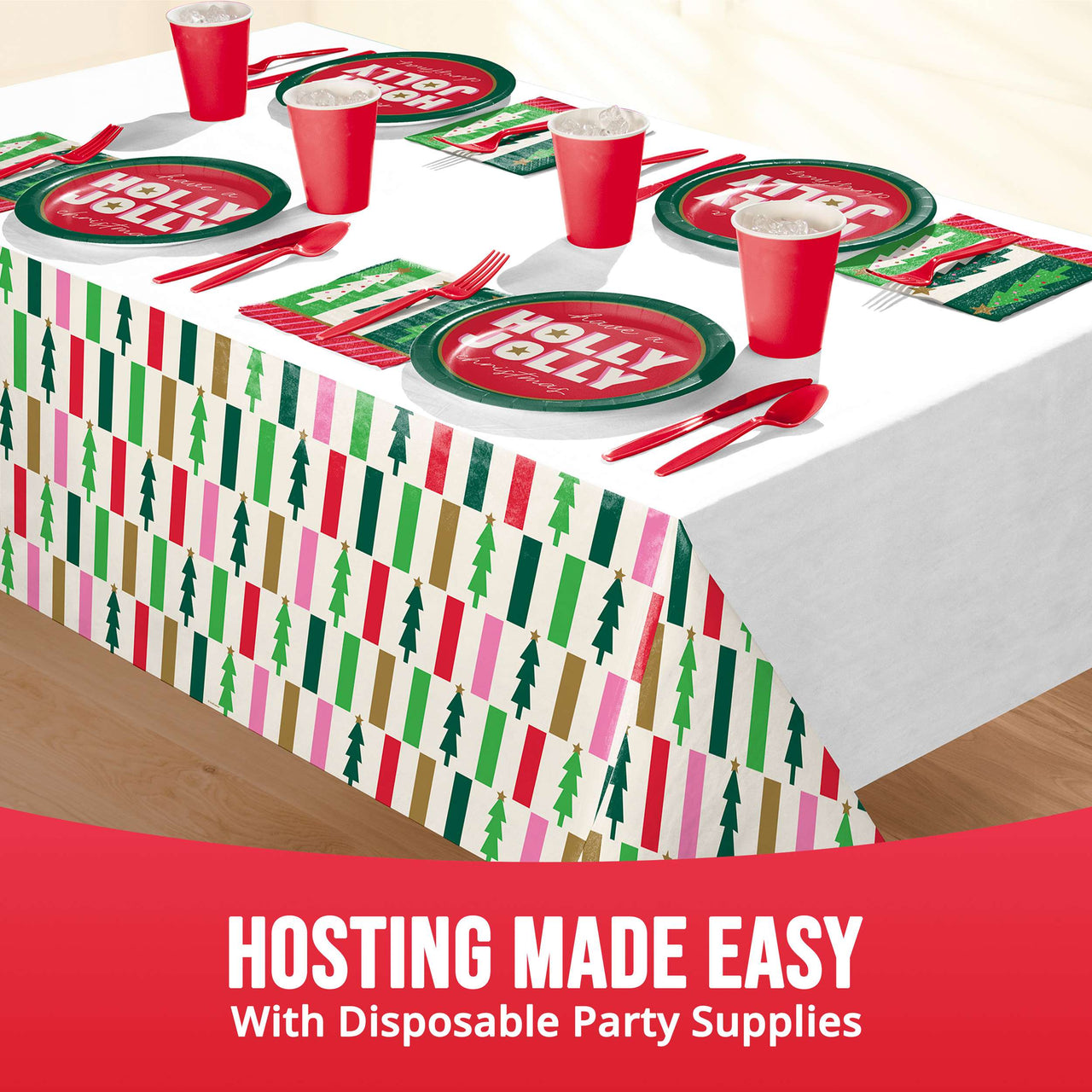 Holiday Hues Plastic Tablecover 54" x 96"