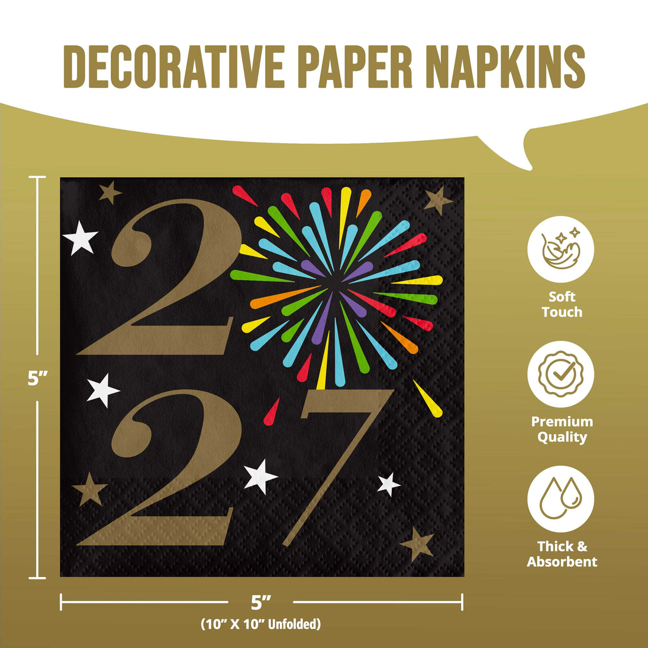 New Years Radiance 2027 Beverage Napkins (16/Pkg)