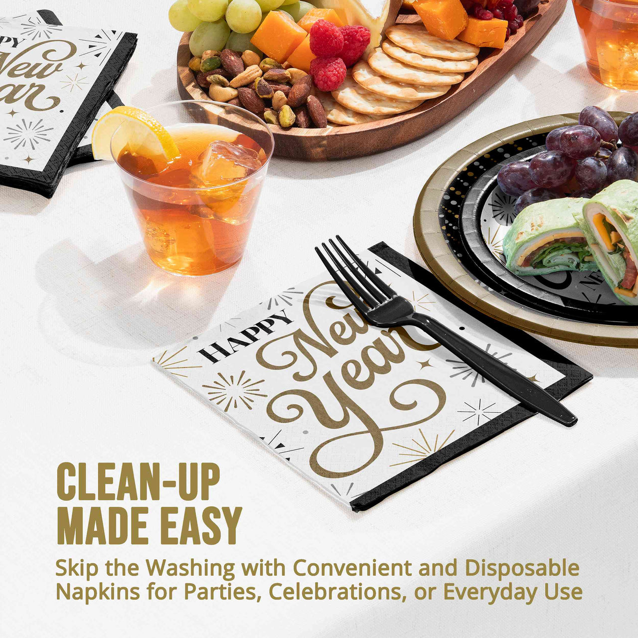 Dazzling Midnight Luncheon Napkins (16/Pkg)