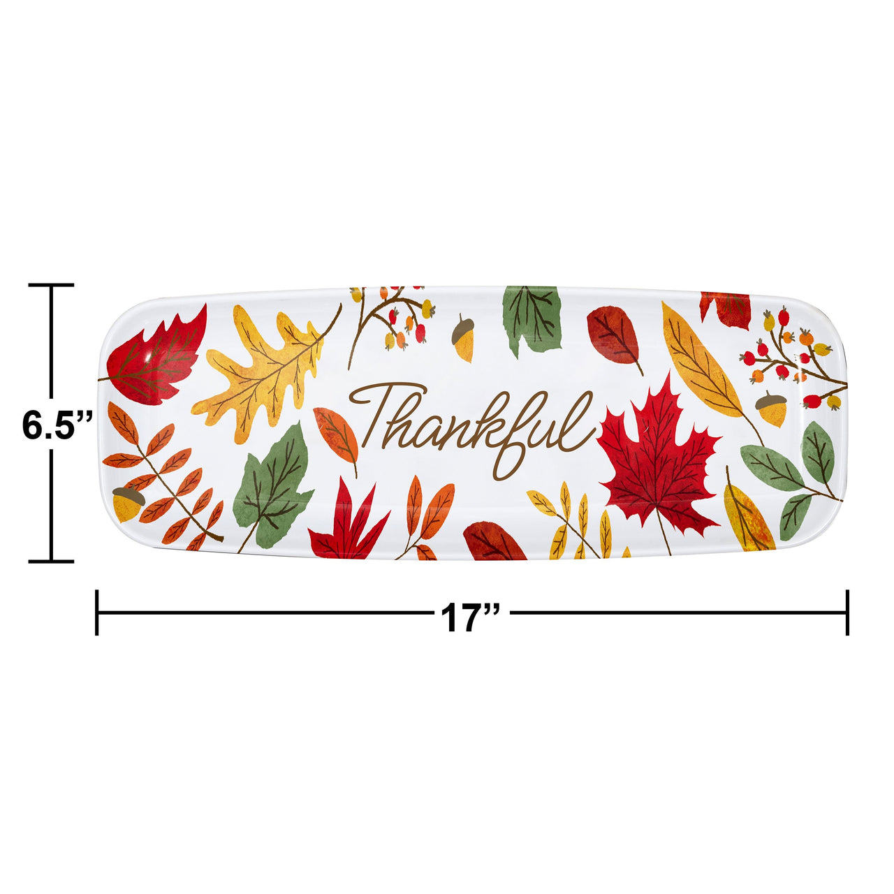 Thanksgiving Decor Fall Plastic Tray 17" x 6.5"