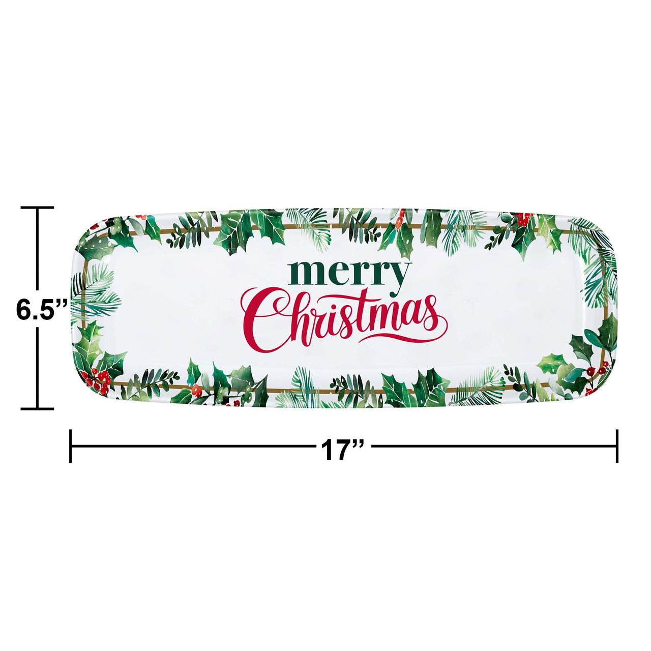 Christmas Decor Plastic Tray 17" x 6.5"